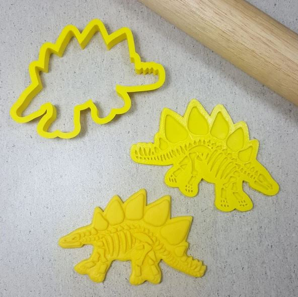 Custom Cookie Cutters Stegosaurus Fossil Bones Debosser & Cutter Set