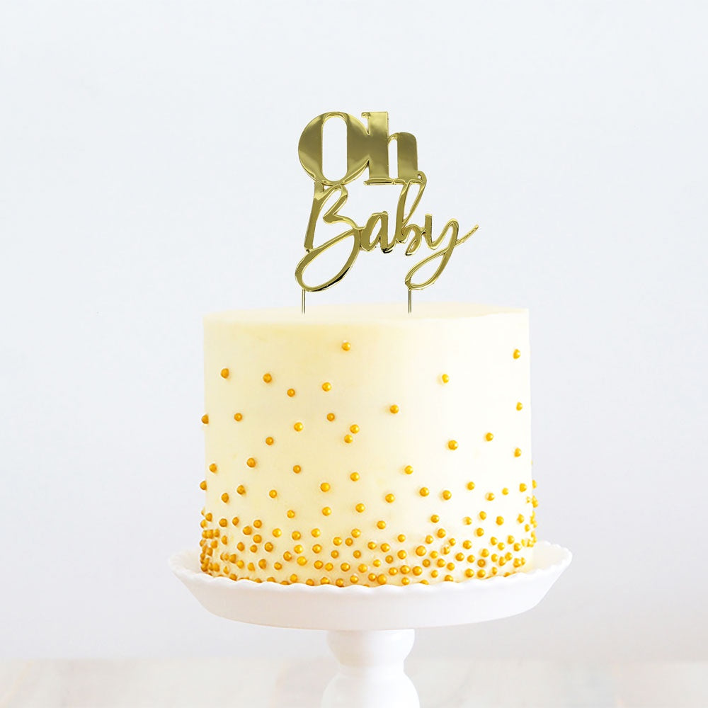 Oh Baby Cake Topper - Gold Metal