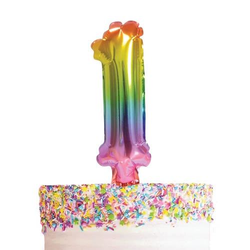 Mini Balloon Topper - Rainbow Number 1