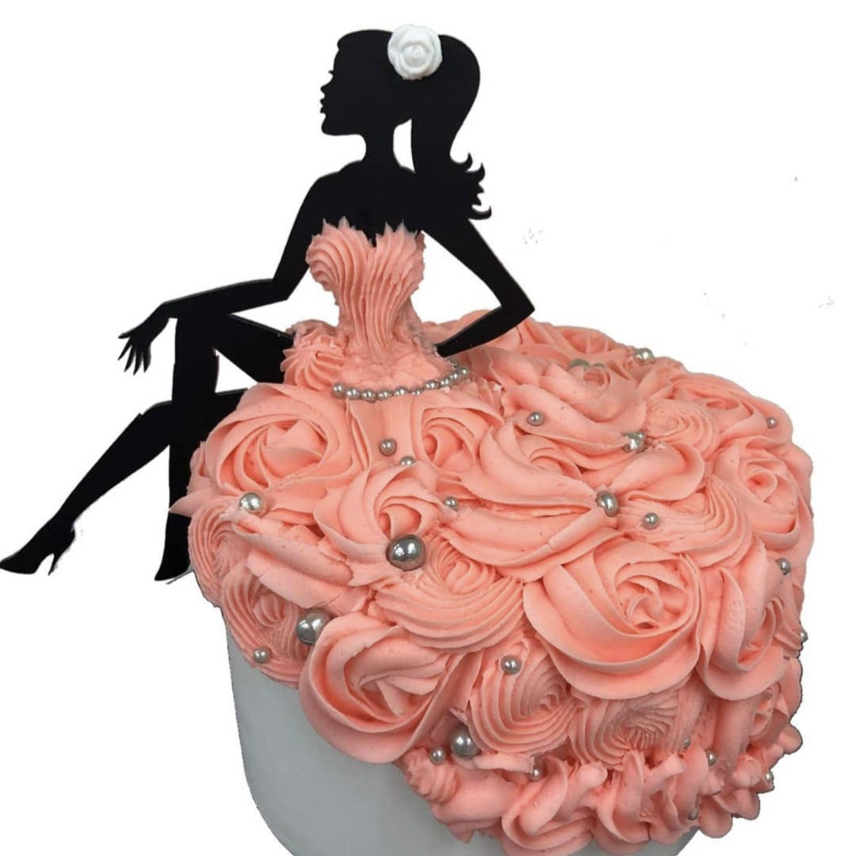 Etched Cake Topper - Lady Sitting Silhouette Black