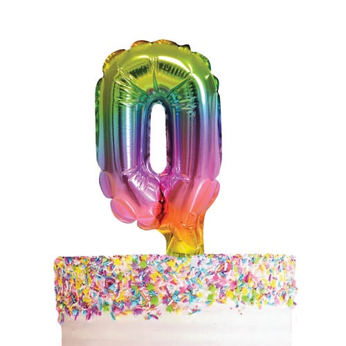 Mini Balloon Topper - Rainbow Number 0