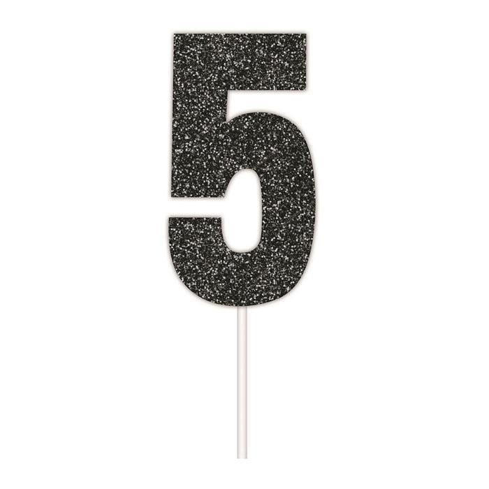 Glitter Black - #5 Cake Topper