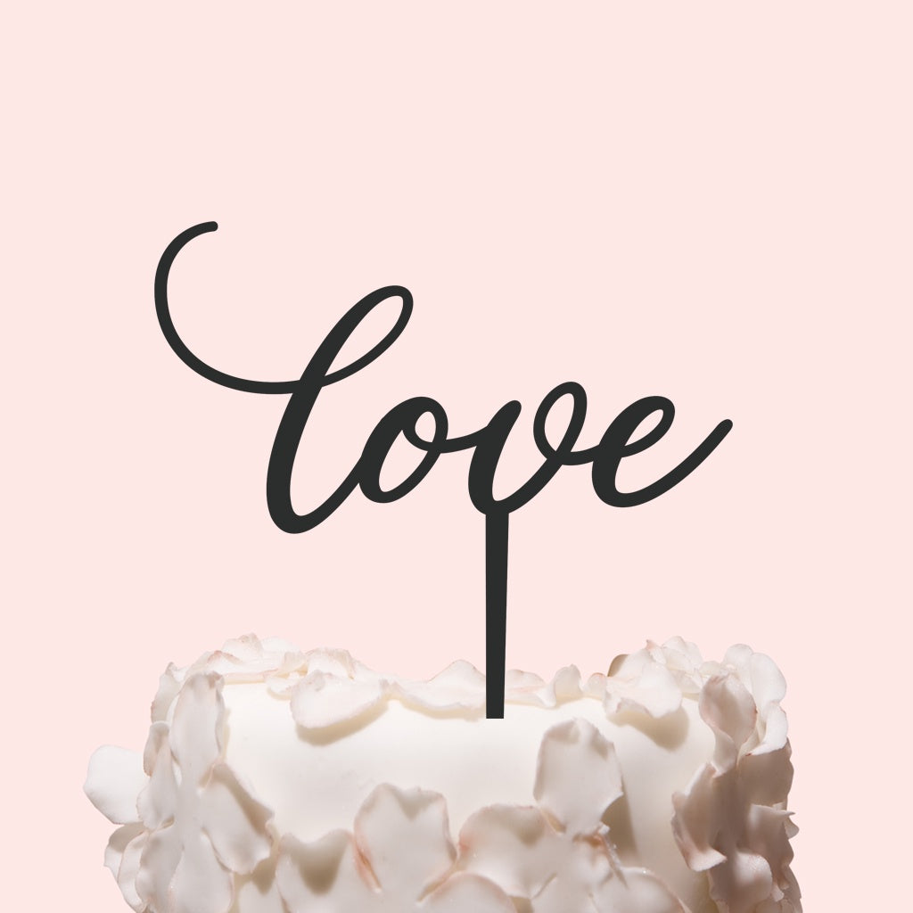 Etched Love Cake Topper - Violet Font