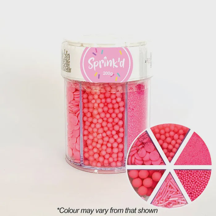 Sprink'd Bright Pink Sprinkle Mix Jar 200g