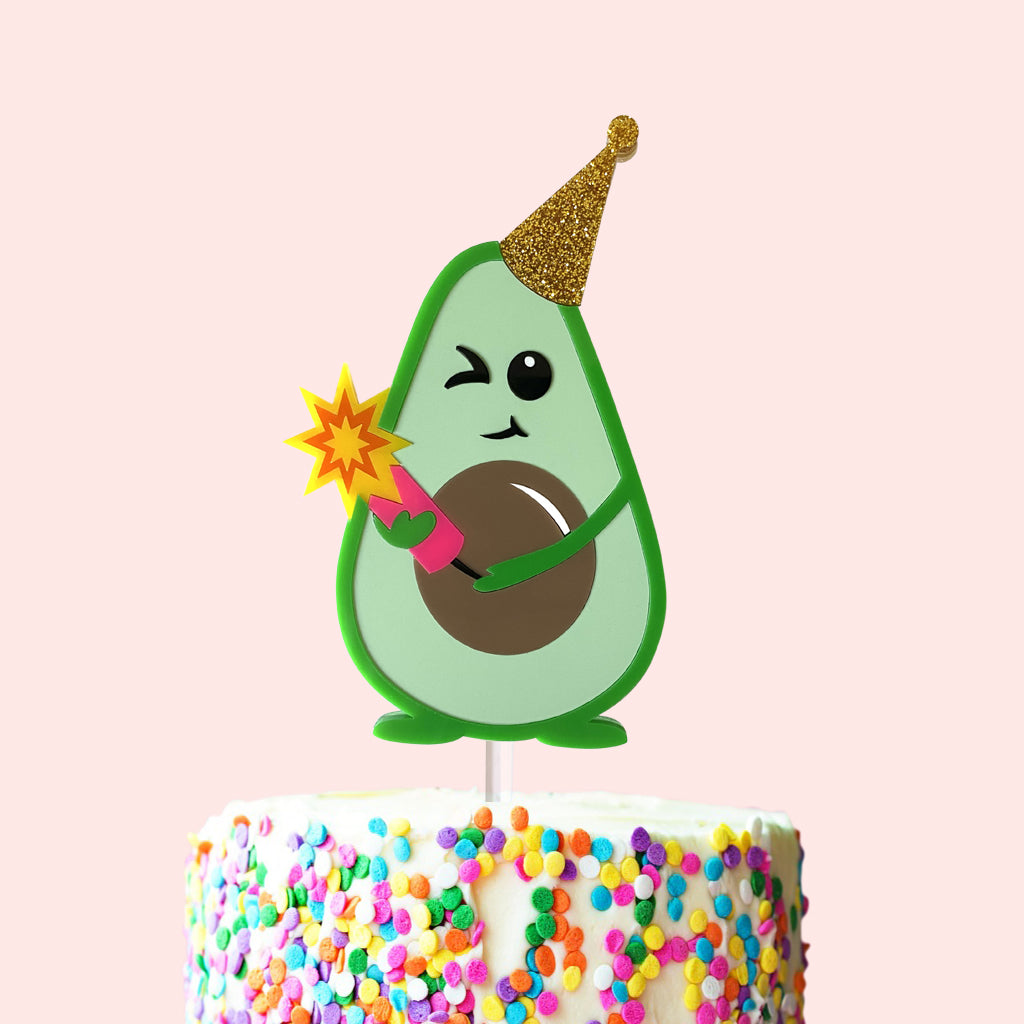 Etched Avocado Cake Topper
