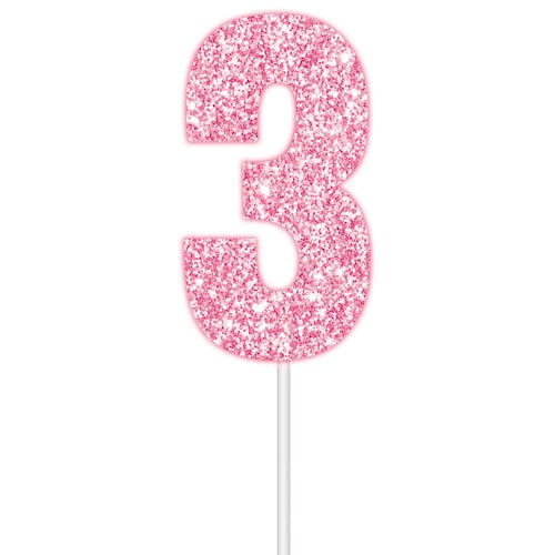 Glitter Pink - #3 Cake Topper