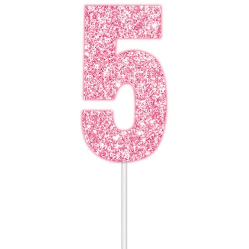 Glitter Pink - #5 Cake Topper