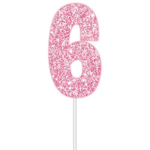 Glitter Pink - #6 Cake Topper