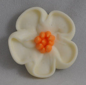 5 petal blossom - White 33mm (Large) Pack of 6