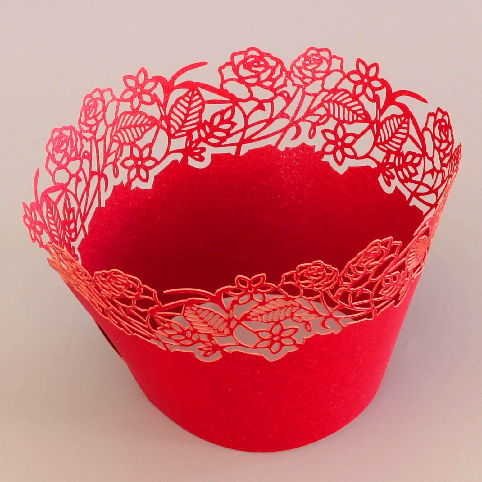 Cupcake Wrapper - Pearl Red Rose Flower