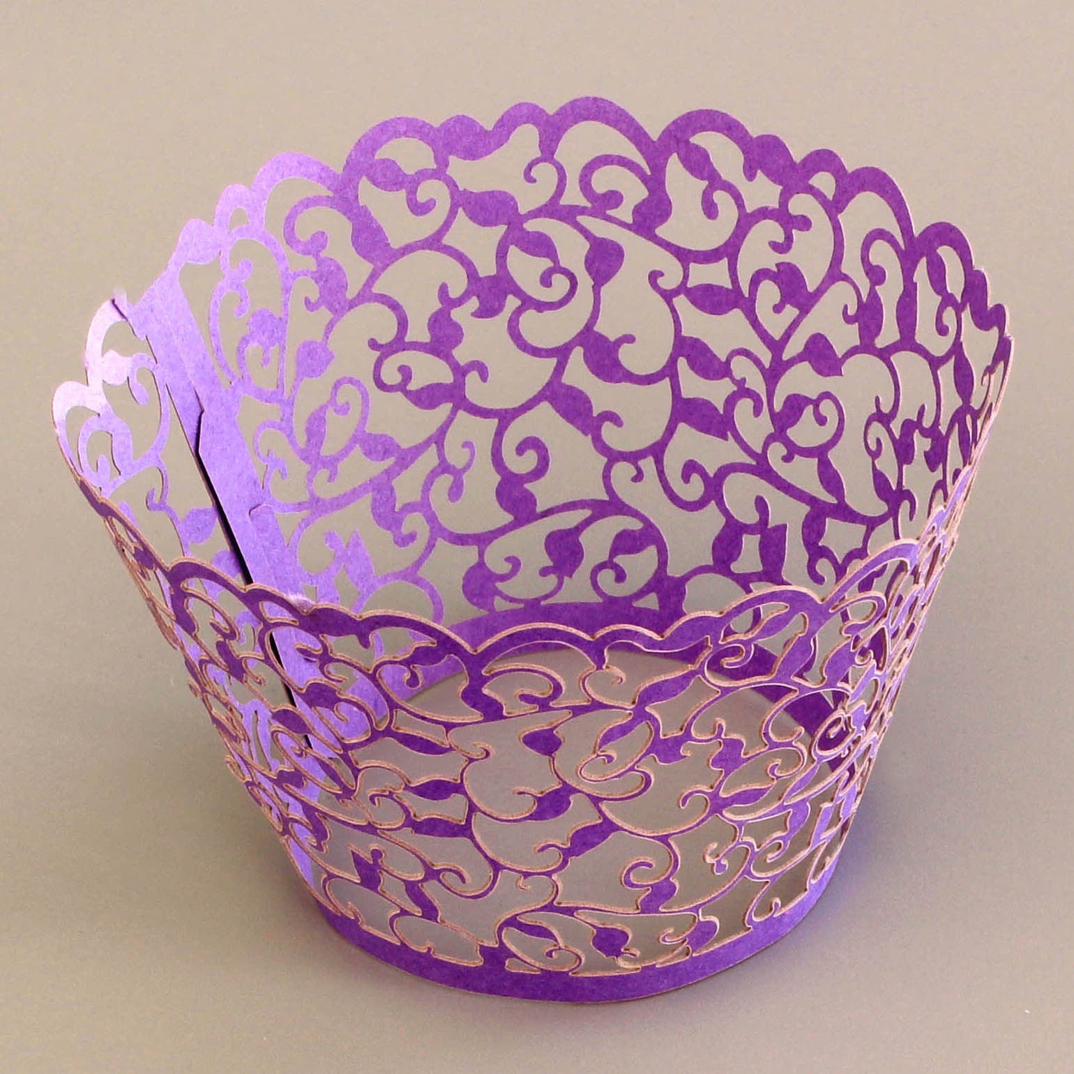 Cupcake Wrapper - Pearl Purple Filigree