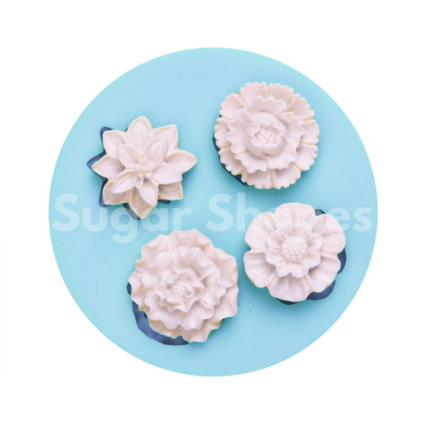 Sugar Shapes Flowers Assorted 4 pc Mold