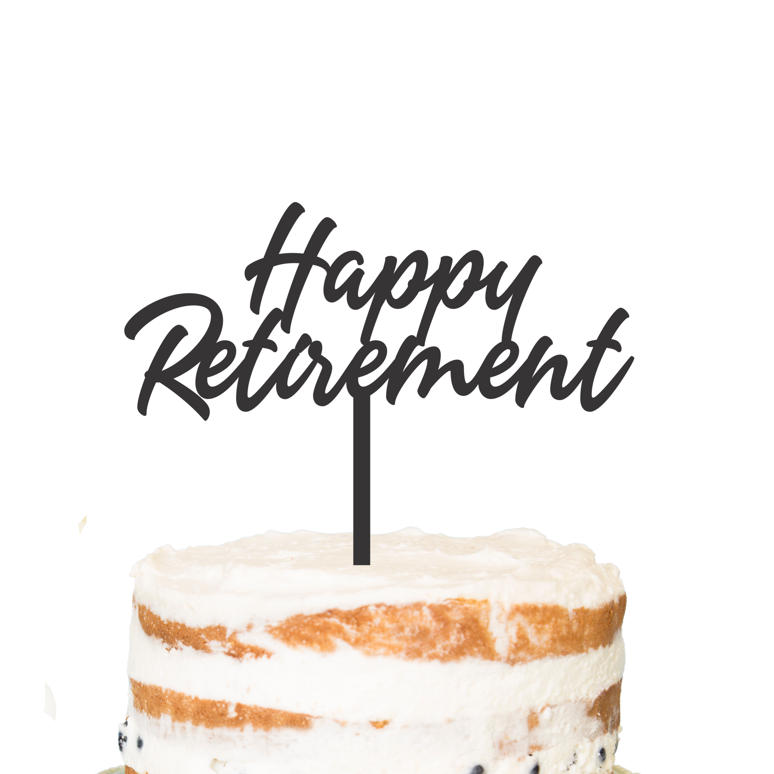 Etched Happy Retirement Cake Topper