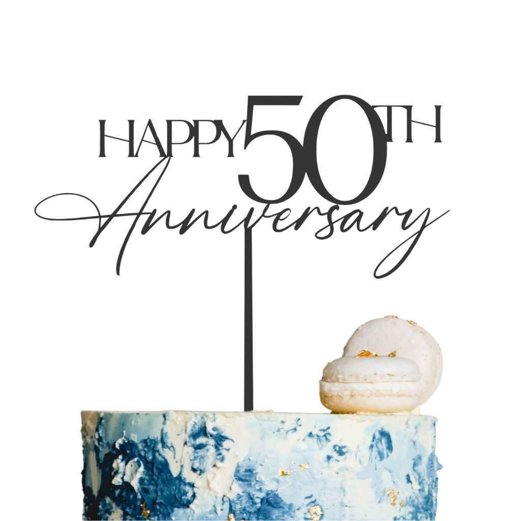 Etched Cake Topper - Happy 50th Anniversary