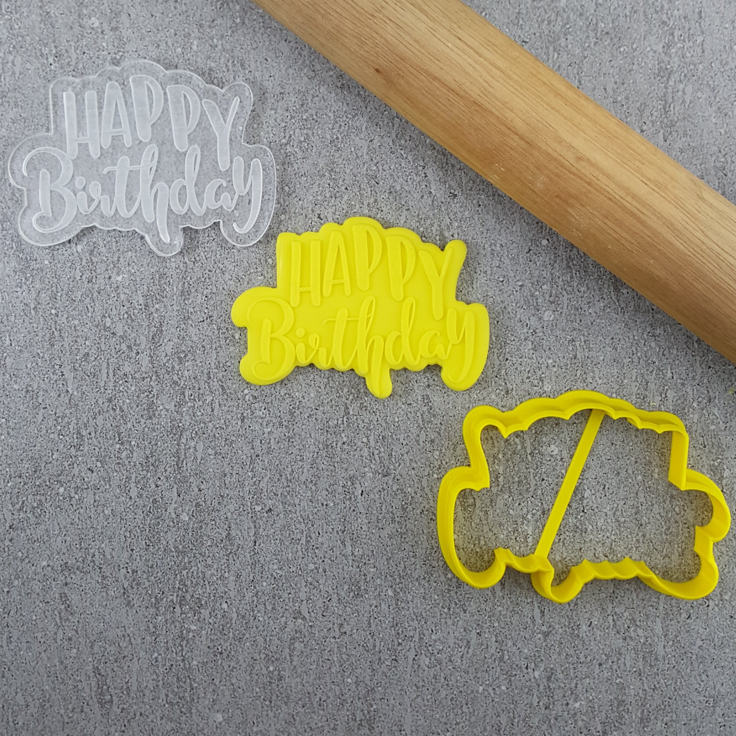 Custom Cookie Cutter Happy Birthday Cutter and Debosser Set