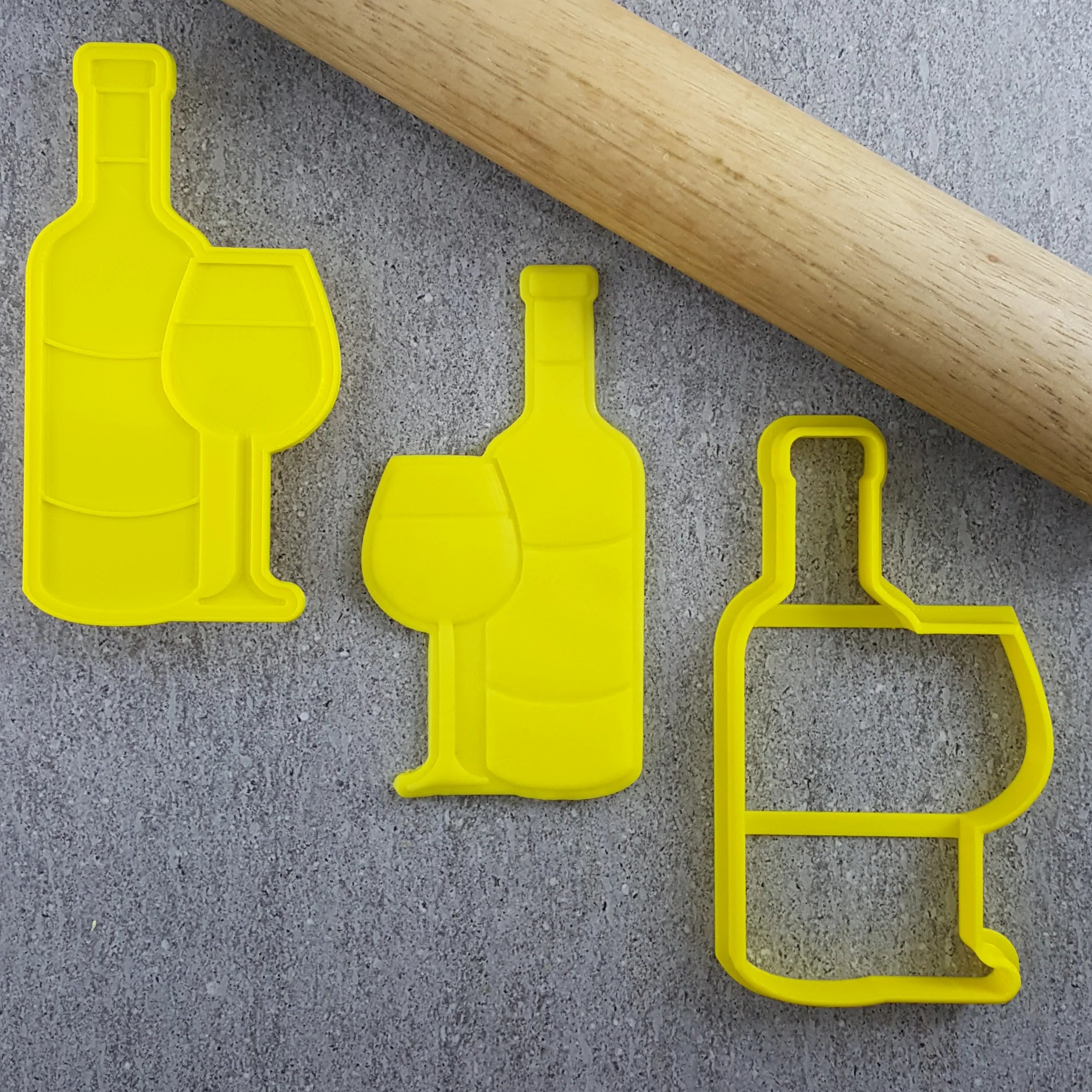 Custom Cookie Cutters Wine Glass & Bottle Cutter and Embosser Set