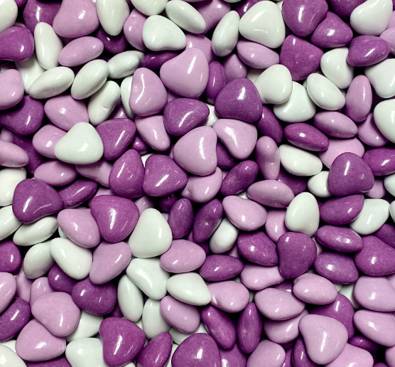 Purple & White Chocolate Hearts 100g