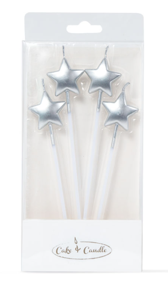 Silver Star Candle Picks (4Pack)