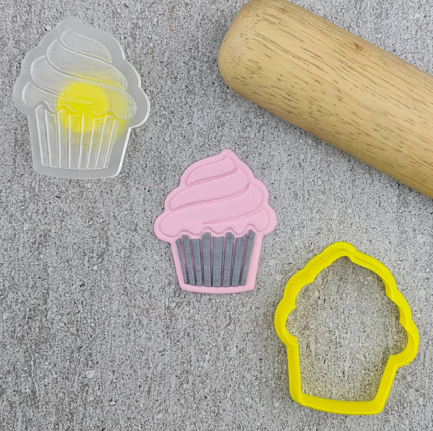 Custom Cookie Cutter Mini Cupcake Cutter and Debosser Set