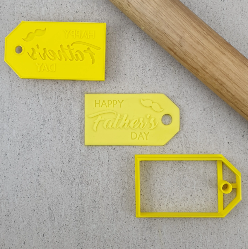 Custom Cookie Cutter Father's Day Gift Tag Debosser & Cutter Set