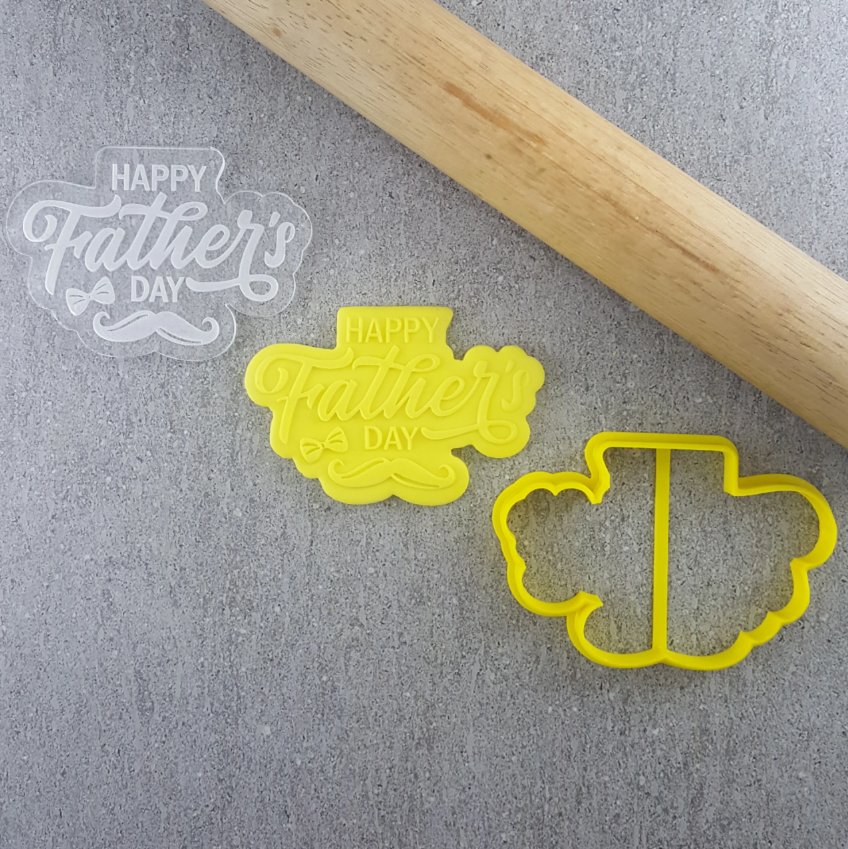 Custom Cookie Cutter Happy Father's Day Cutter and Debosser Set