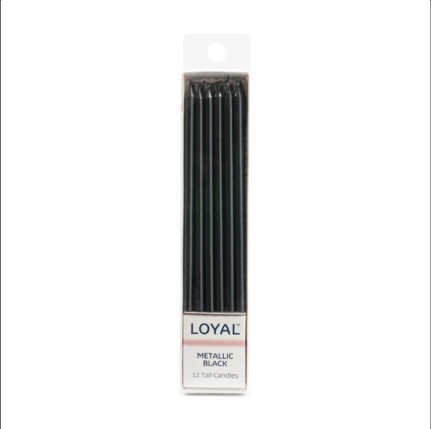 Loyal Tall Candles - Metallic Black 12pk