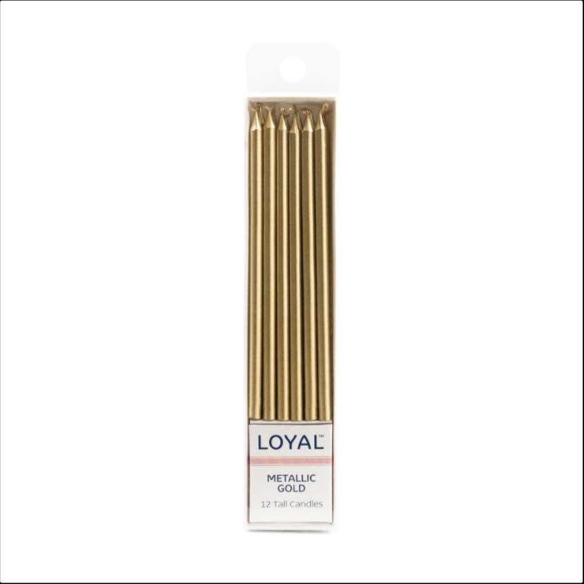 Loyal Tall Candles - Metallic Gold 12pk