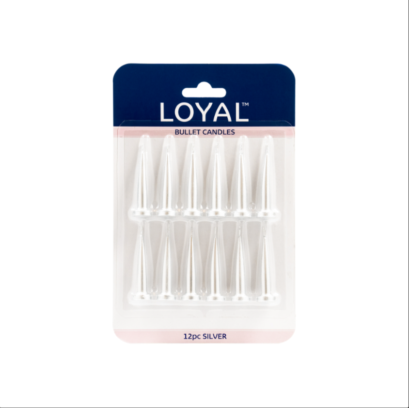 Loyal Bullet Candles - Metallic Silver 12pk