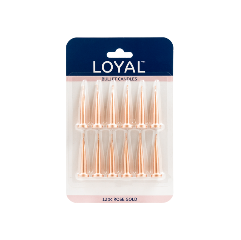 Loyal Bullet Candles - Metallic Rose Gold 12pk