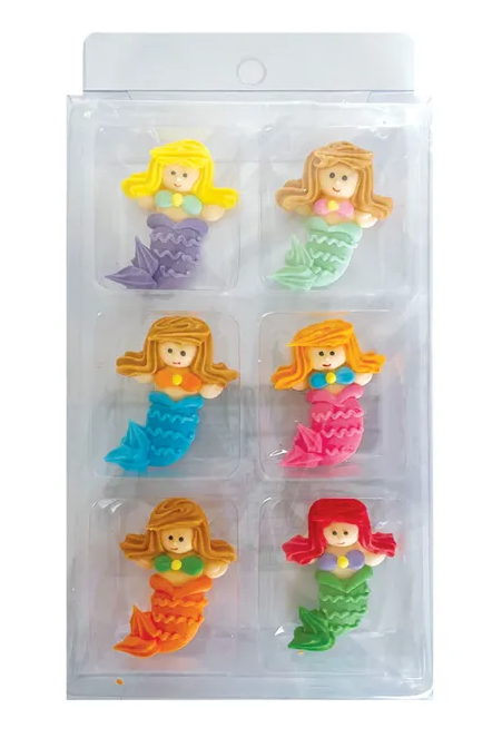 Mermaids Sugar Decorations Pack of 6