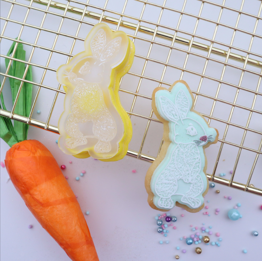 Custom Cookie Cutters Mini Bunny Rabbit Cutter & Debosser Set