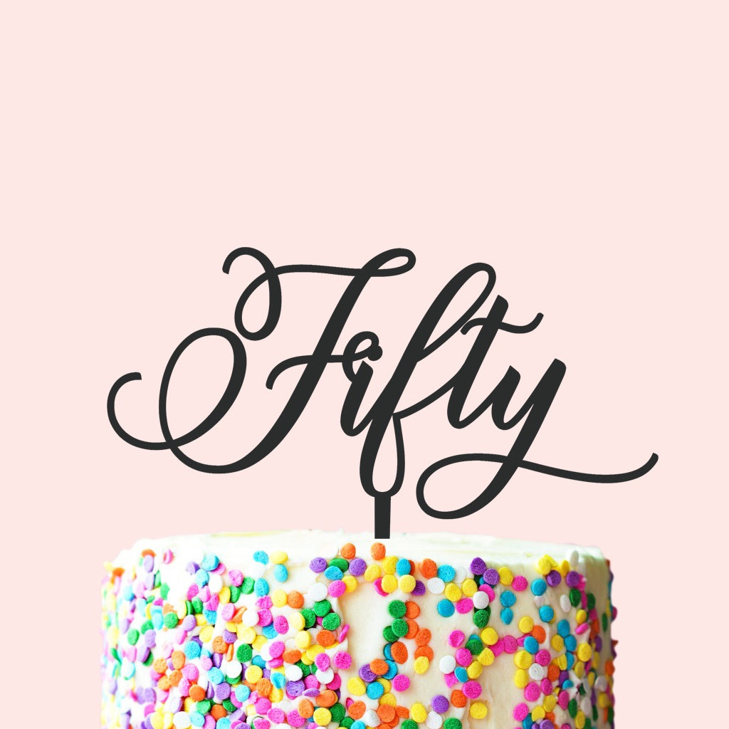 Etched Fifty Cake Topper - Nella Font