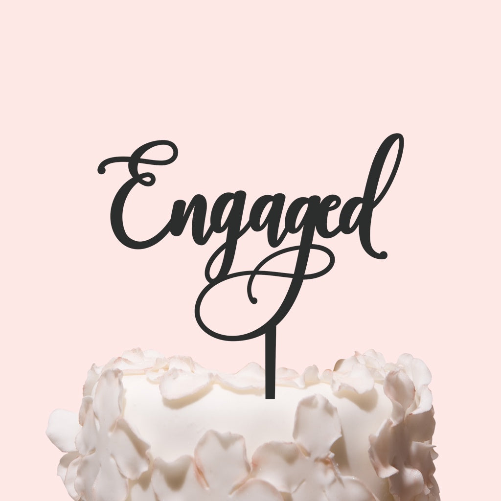Etched Engaged Cake Topper - Sara Font