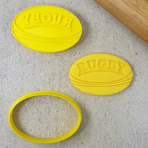 Custom Cookie Cutters NRL Rugby Ball Cutter and Embosser Set