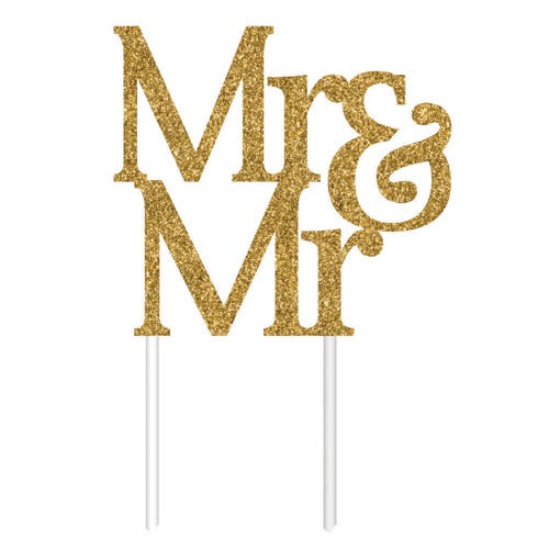 Mr & Mr - Cake Topper Gold Glitter