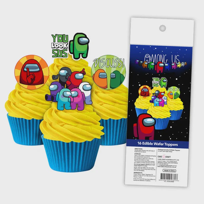 Among Us Wafer Cupcake Toppers 16 piece pack