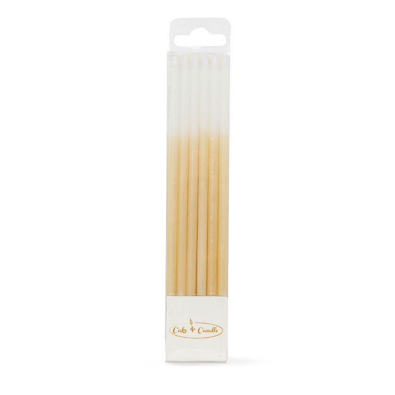 12cm Tall Ombre Cake Candles - Gold 12pk