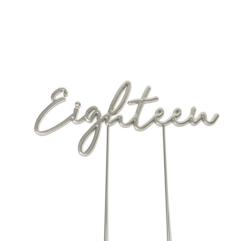SILVER Plated Cake Topper - EIGHTEEN