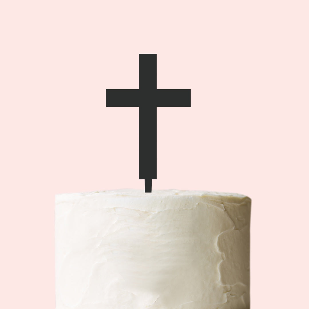 Etched Cake Topper - Solid Cross