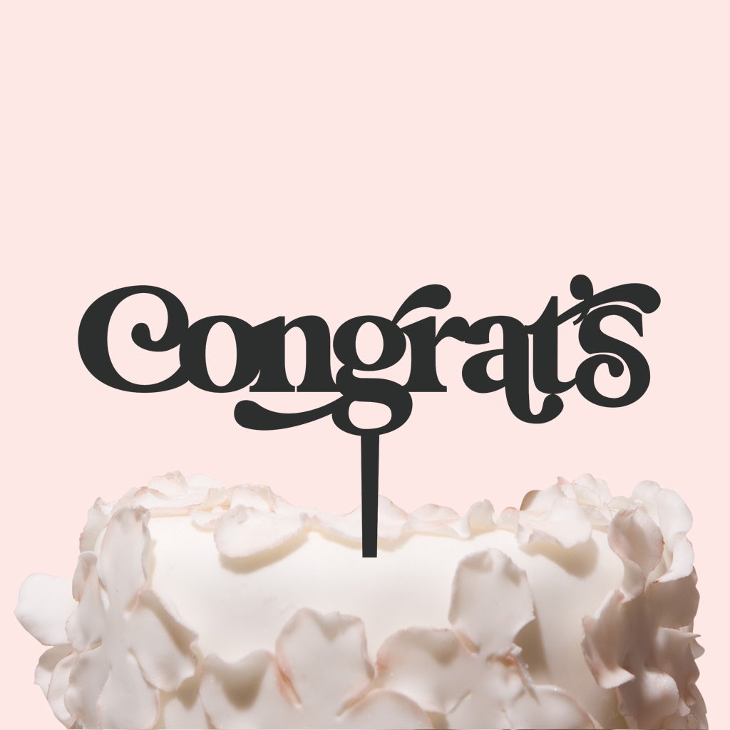 Slim Congratulations Cake Topper, Gold - Mia Cake House