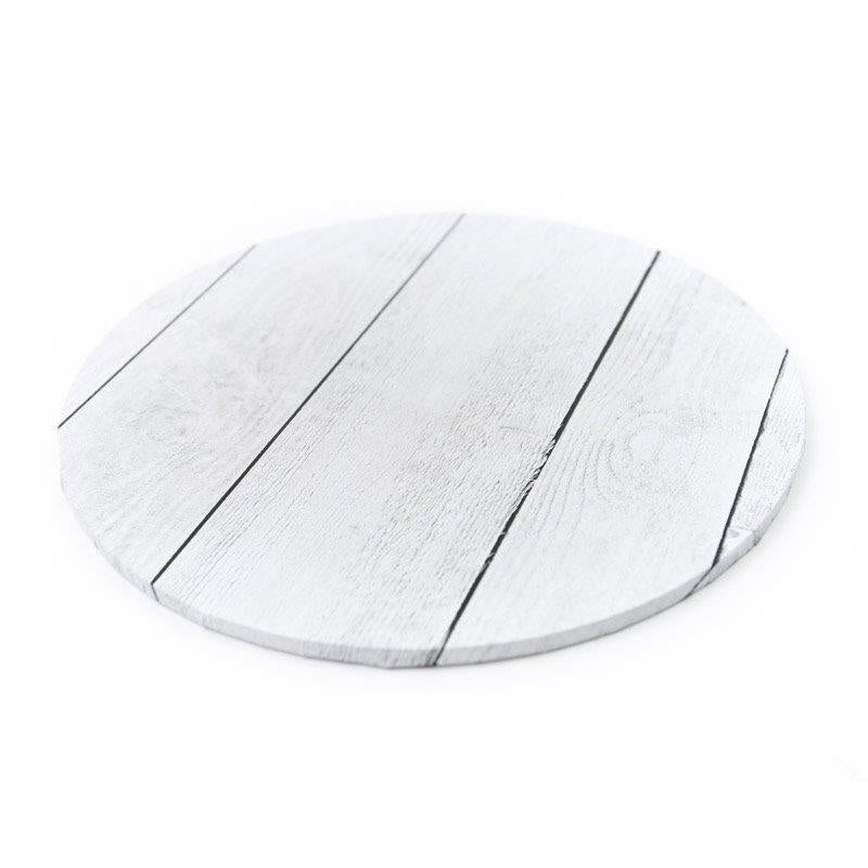 12" Cake Board Round - White Planks