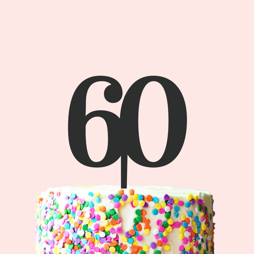 Etched 60 Cake Topper - Kancas Font