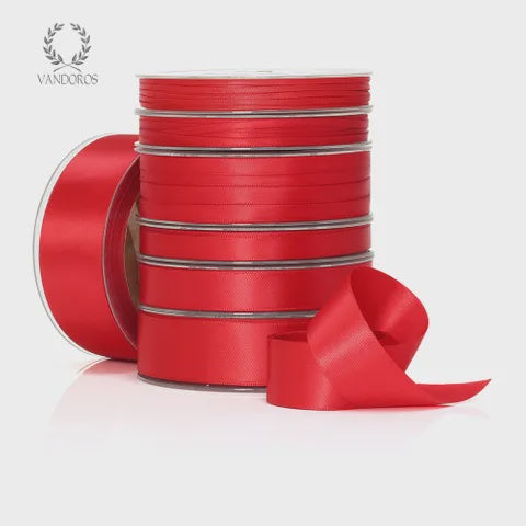 Ribbon - Red Polyester 15mm x 25M - 1 metre