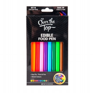 Over the Top Gourmet Writer Colour Food Pen set 10 Dual tip