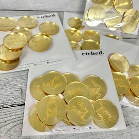 Happy Birthday Cupcake Plaques - Pack of 5 - Gold Mirror