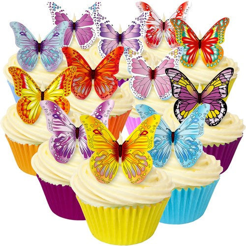 Edible Wafer Butterflies 12 Pack - Mixed Colours
