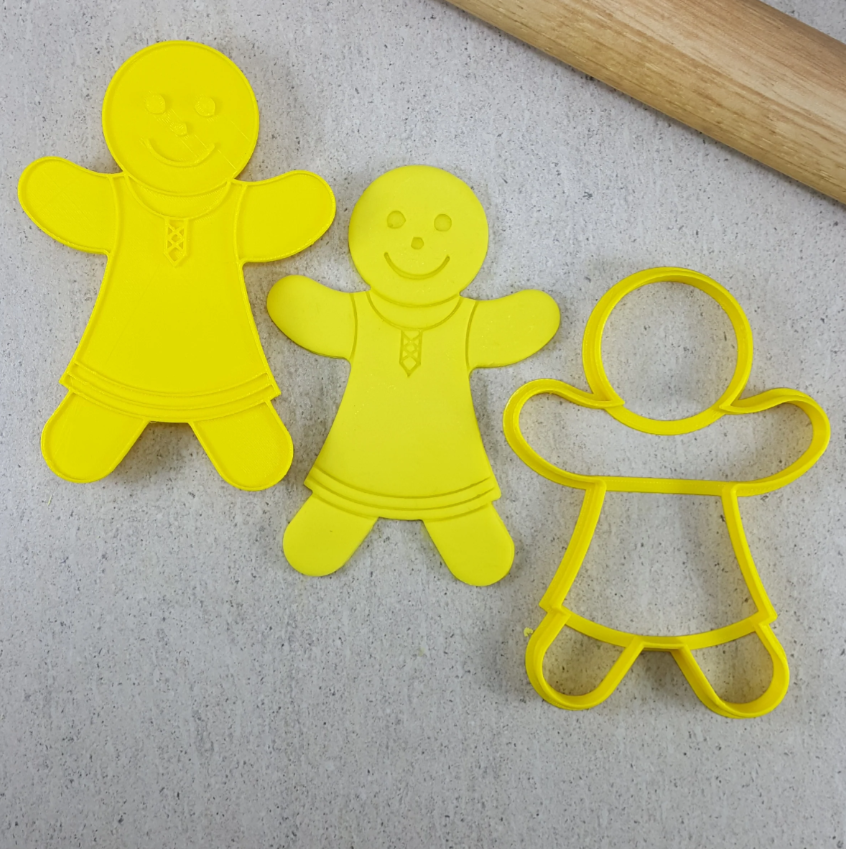 Custom Cookie Cutter Gingerbread Woman with Clothes Cutter and Embosser Set