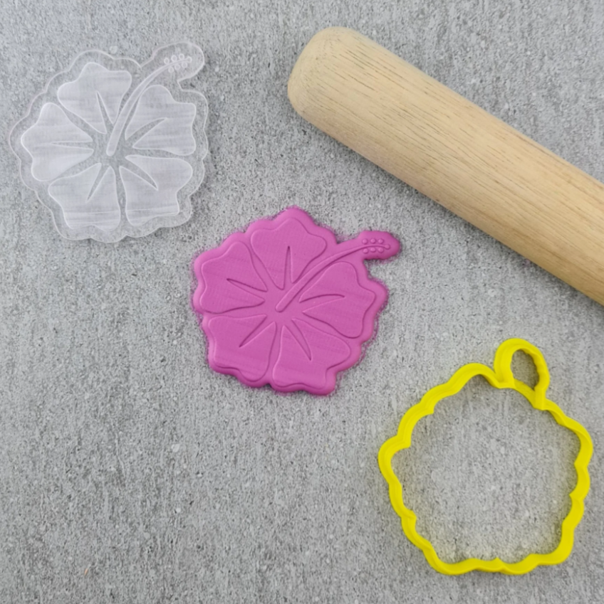 Custom Cookie Cutters Hibiscus Cutter and Debosser Set