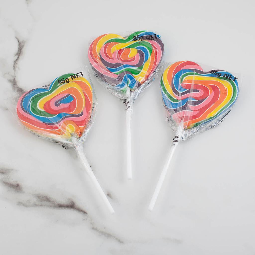 Lollipop - 85g - Swirly Rainbow Heart