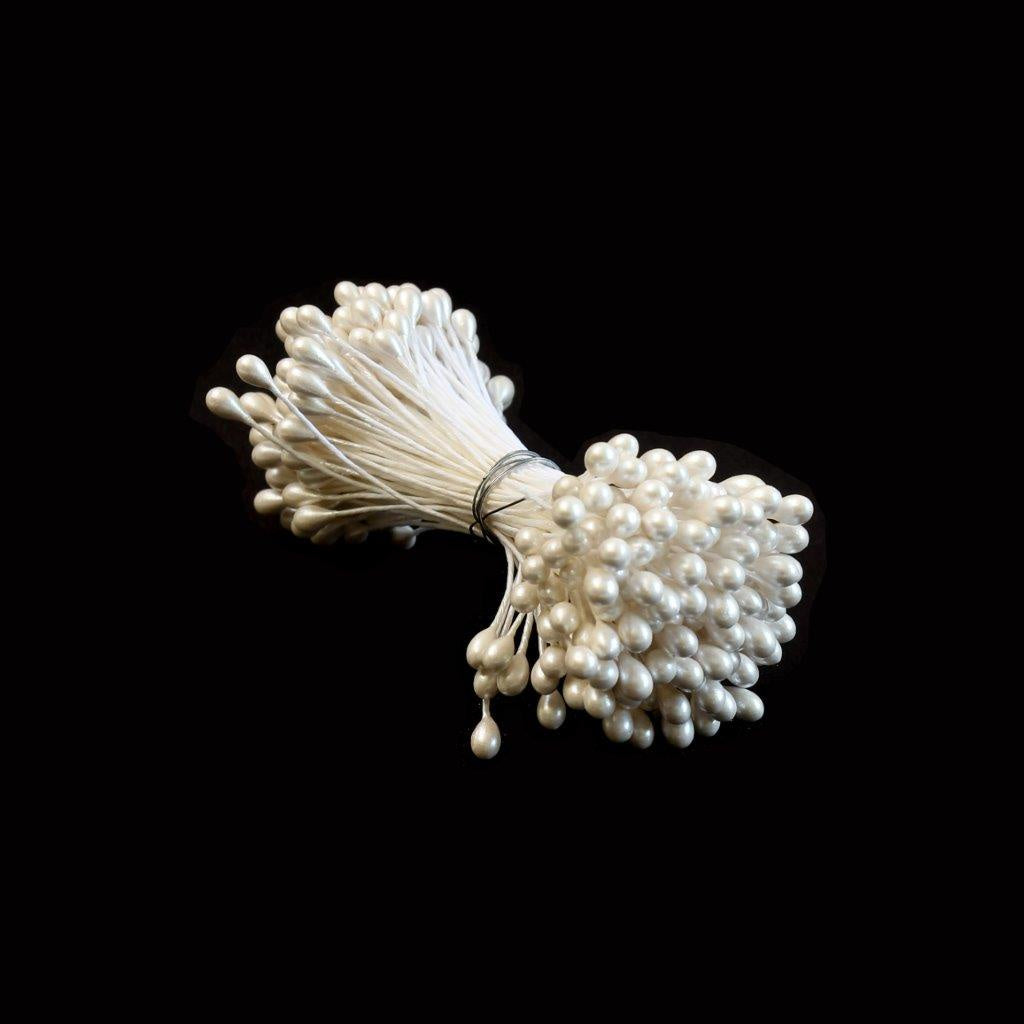 White Med Pearl Stamens (Pack of 144)